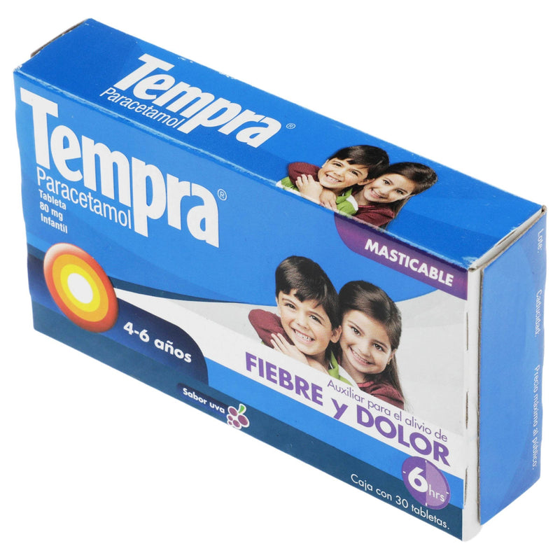 Tempra Mast Uva 80Mg Con 30 Tabletas (Paracetamol) - WeCare Pharma