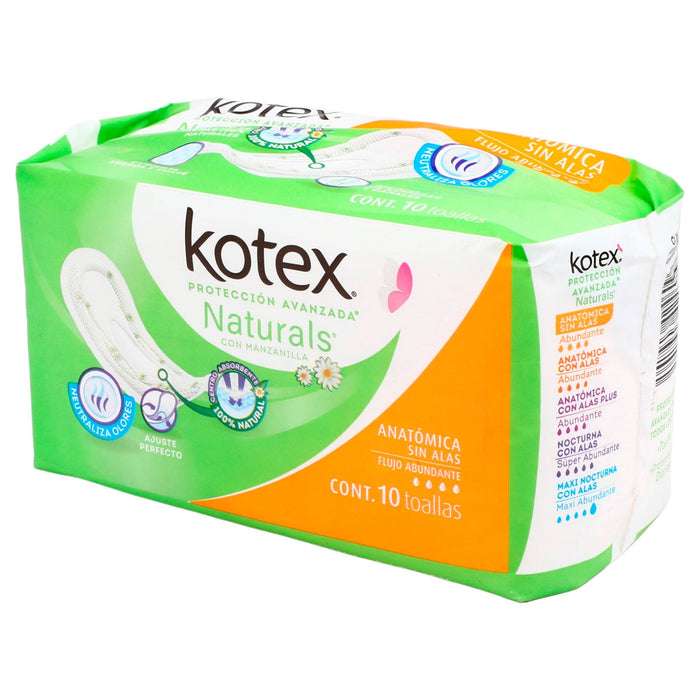 Toallas Kotex Manzanilla Sin Alas Con 10 - WeCare Pharma