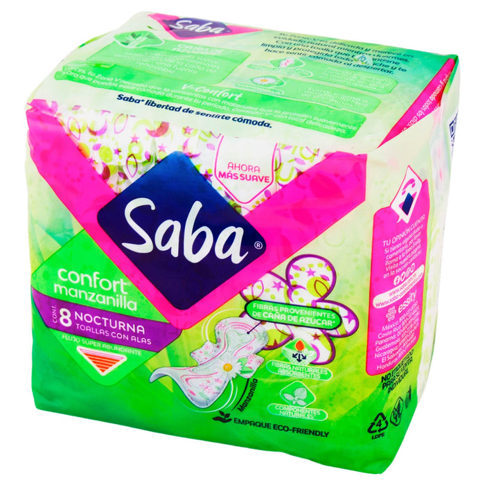Toallas Femeninas Saba Confort Nocturna Con Alas Con 8 - WeCare Pharma