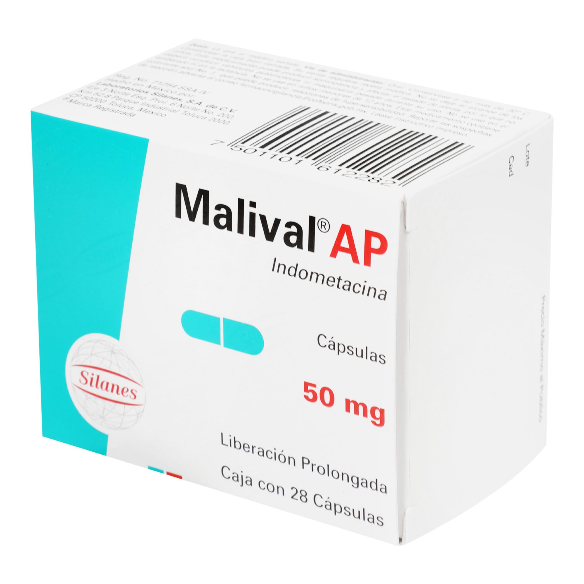 Malival Ap 50Mg Con 28 Capsulas (Indometacina) 3 - 7501101612282