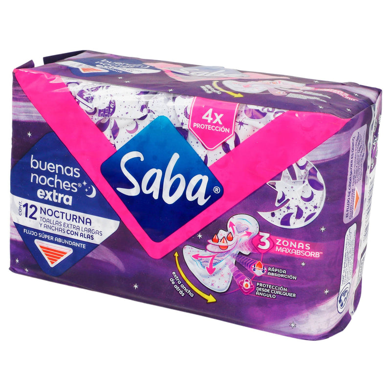 Toallas Saba Buenas Noches Extra Larga Con 12 - WeCare Pharma