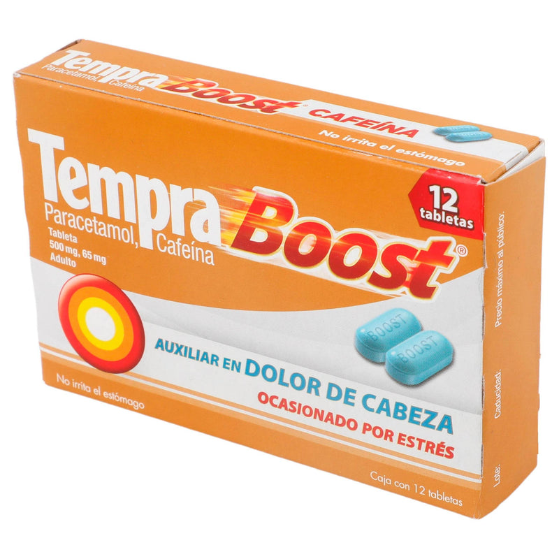 Tempra Boost 500Mg/65Mg Con 12 Tabletas (Paracetamol/Cafeina) - WeCare Pharma
