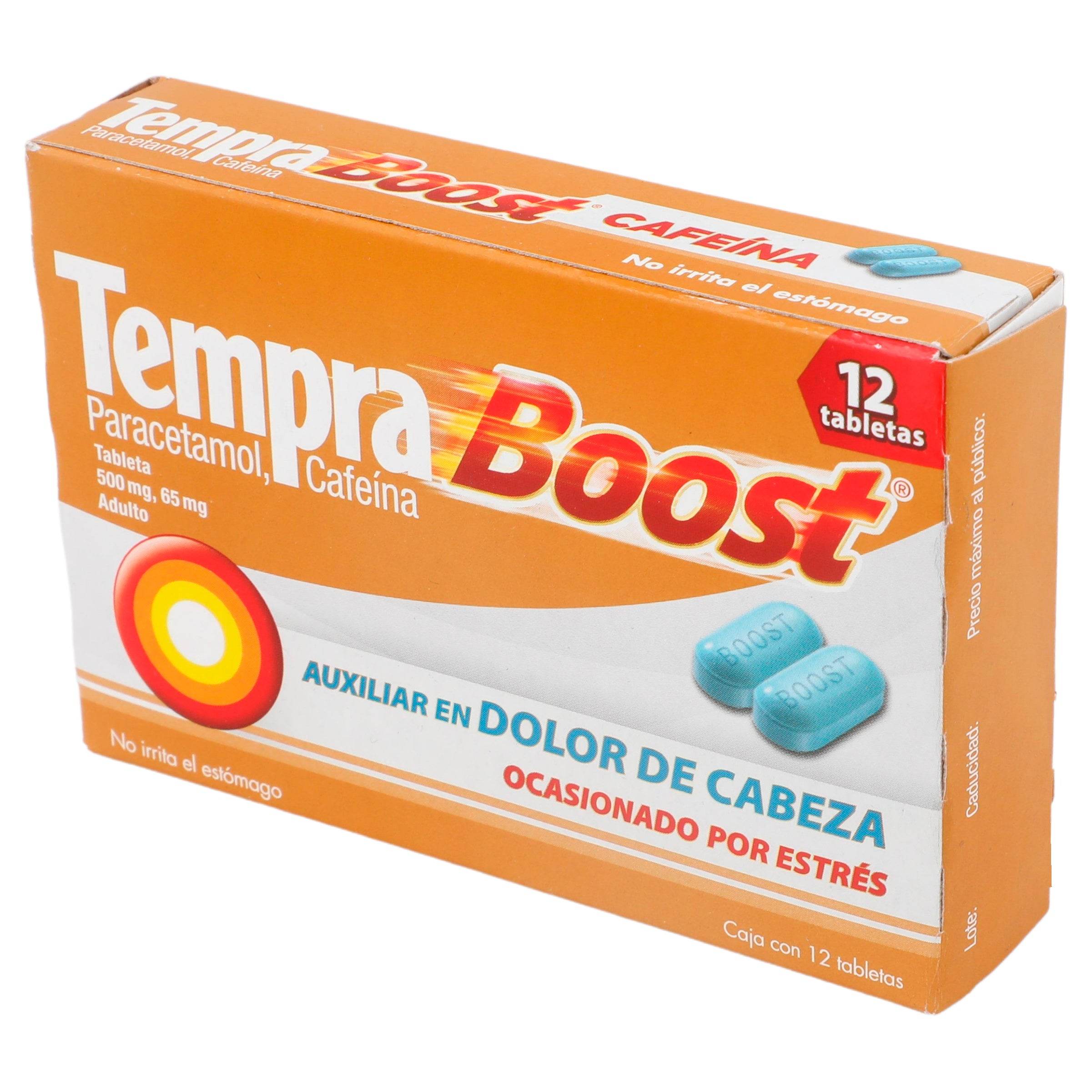 Tempra Boost 500Mg/65Mg Con 12 Tabletas (Paracetamol/Cafeina) — WeCare ...