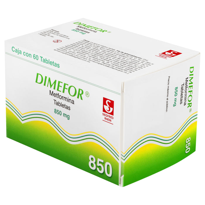 Dimefor 850Mg Con 60 Tabletas (Metformina) 3 - 7501300408976