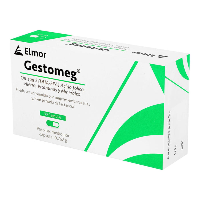 Gestomeg 0.762G Con 30 Capsulas (Omega 3/Acido Folico/Vitaminas Y Minerales) - WeCare Pharma