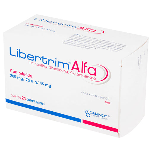 Libertrim Alfa 200Mg/75Mg/45Mg Con 24 Tabletas (Trimebutina/Simeticona/Galactosidasa) 2 - 7501124182878