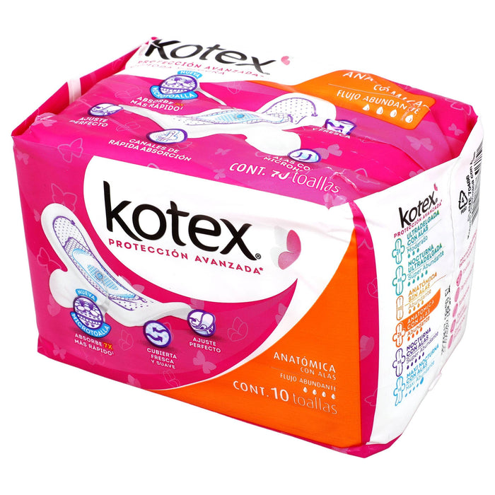 Toallas Kotex Anatomica Con Alas Con 10 - WeCare Pharma