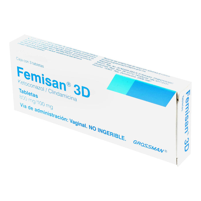 Femisan 3D Vaginal 800Mg/100Mg Con 3 Tabletas (Ketoconazol/Clindamicina) - WeCare Pharma