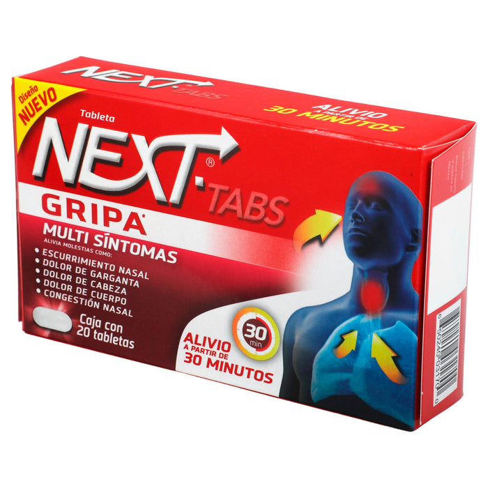 Next Tabletas 500Mg/25Mg/5Mg/4Mg Con 20 Tabletas (Paracetamol/Cafeina/Fenilefrina/Clorfenamina) - WeCare Pharma
