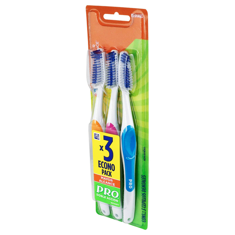 Cepillo Dental Mediano Pro-Doble Accion Con 3 - WeCare Pharma
