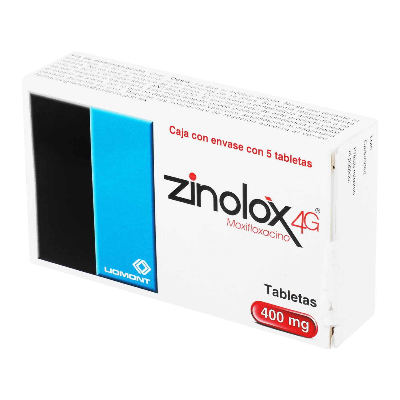 Zinolox 4G 400Mg Con 5 Tabletas (Moxifloxacino) — WeCare Pharma