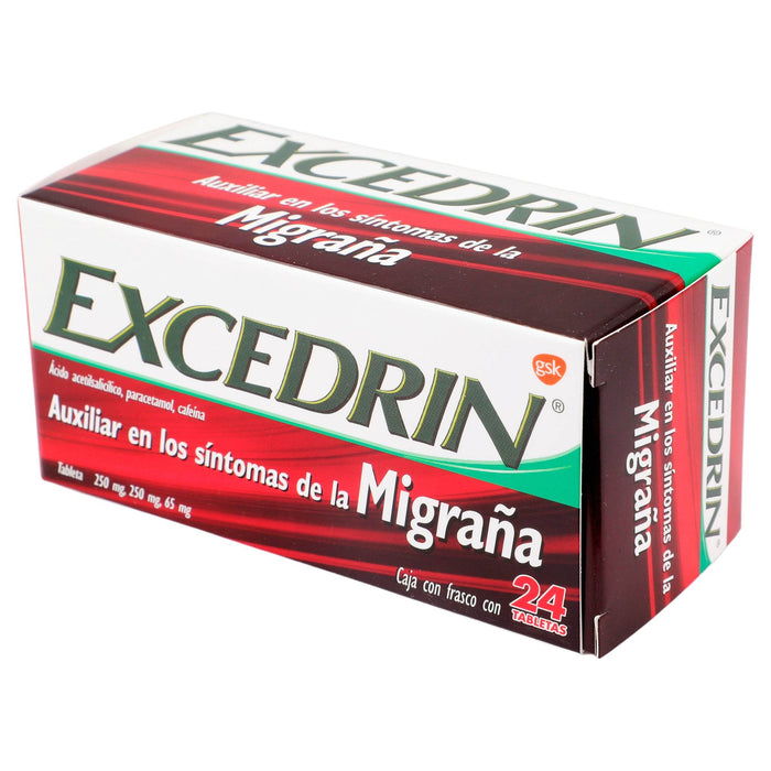 Excedrin Migraña 250Mg/250Mg/65Mg Con 24 Tabletas (Ácido Acetilsalicilico/Paracetamol/Cafeina) - WeCare Pharma