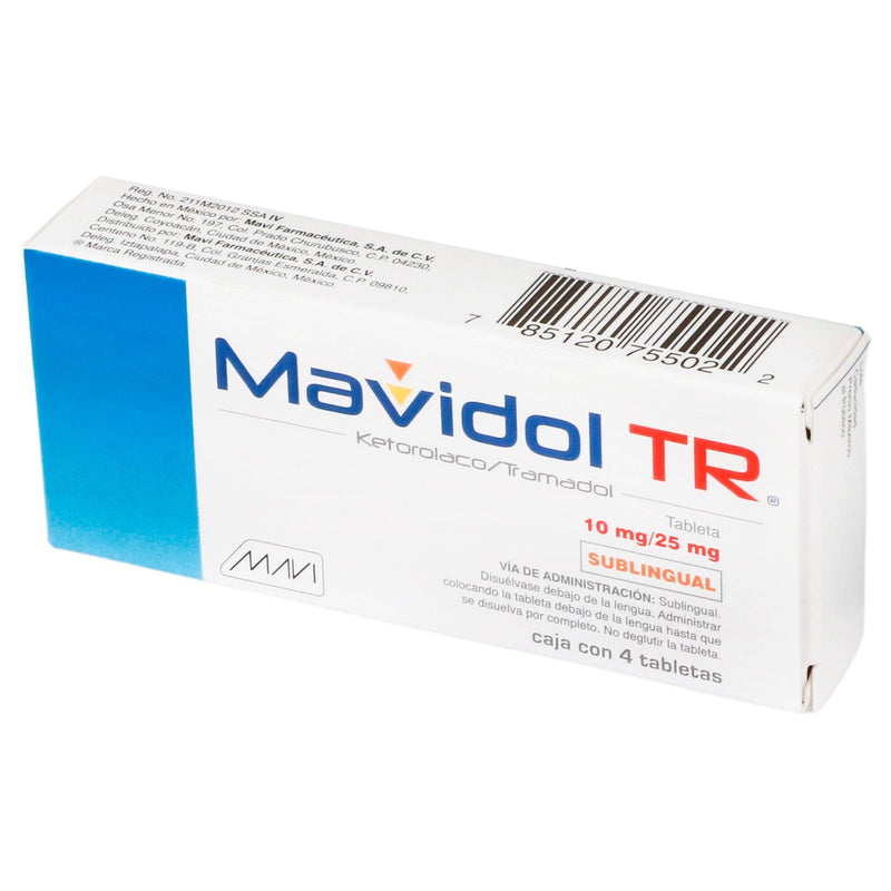 Mavidol Tr Sl 10/25Mg Con 4 Tabletas (Ketorolaco/Tramadol) - WeCare Pharma