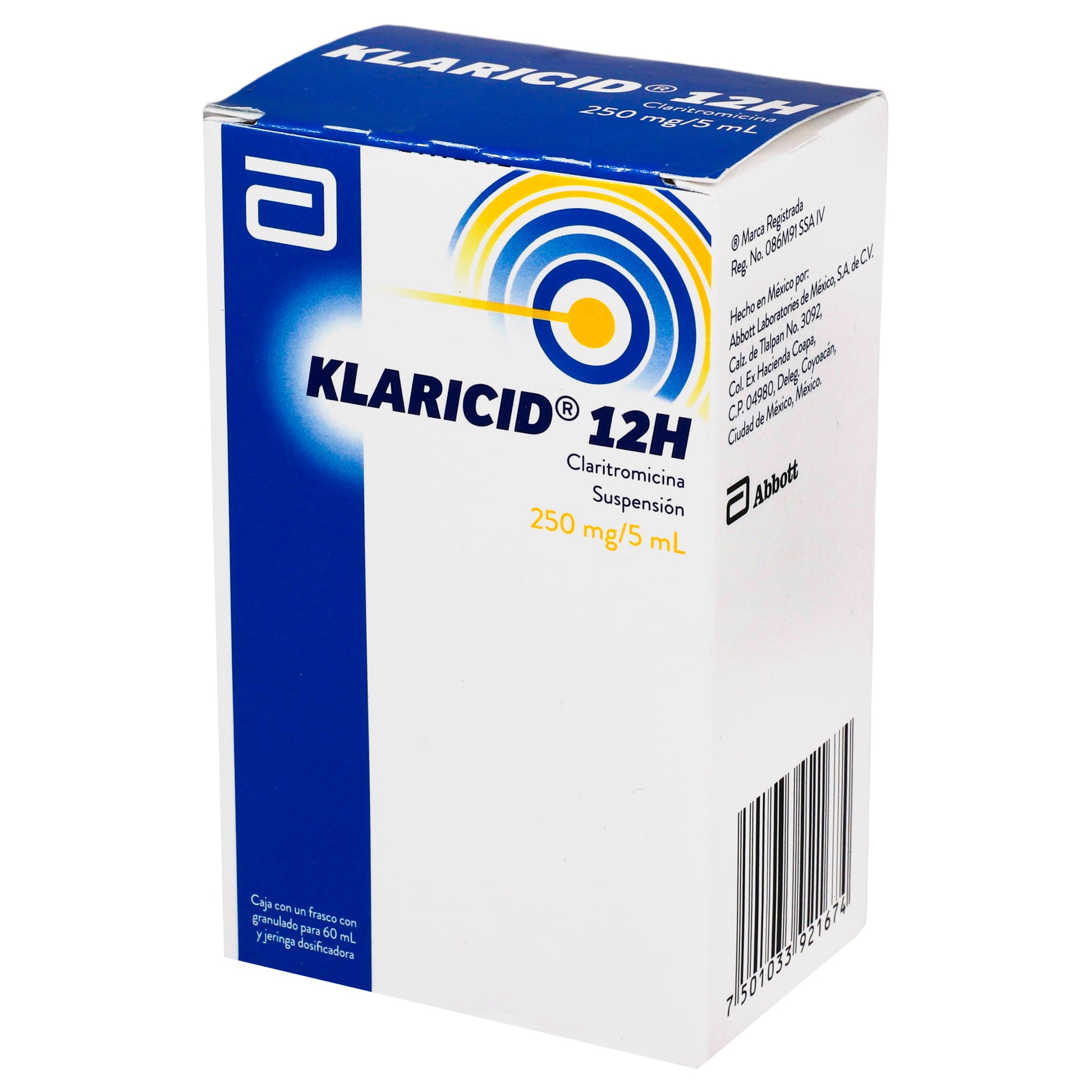 Klaricid 12H Suspensión 250Mg/5Ml 60Ml (Claritromicina) 3 - 7501033921674