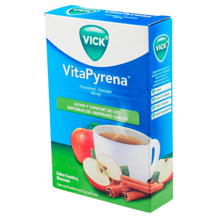 Vick Vitapyrena Sobres 500Mg/10Mg Manzana Canela 5G Con 5 (Paracetamol/Fenilefrina) - WeCare Pharma