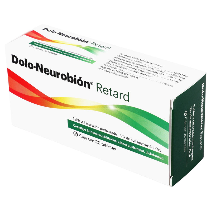 Dolo-Neurobion Retard Con 20 Tabletas (Diclofenaco/Complejo B) - WeCare Pharma