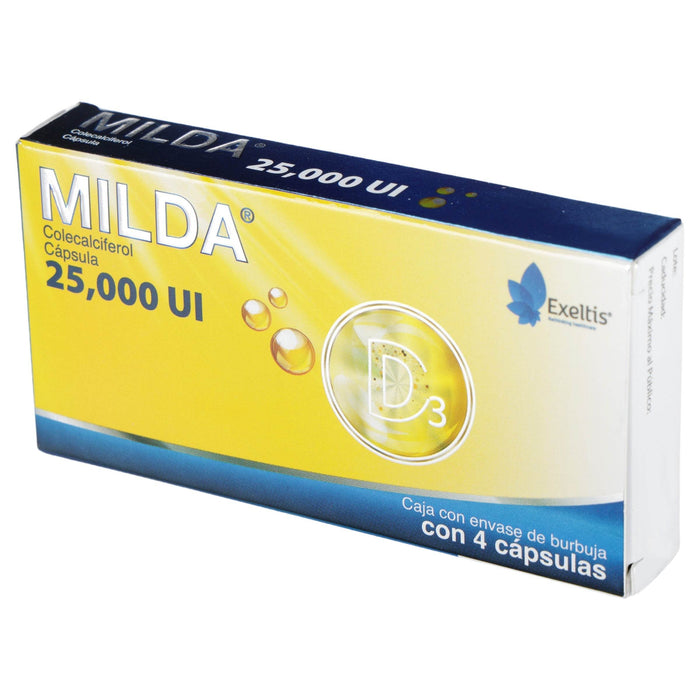 Milda 25000Unid Con 4 Capsulas (Colecalciferol) - WeCare Pharma