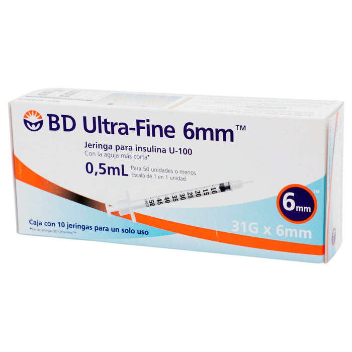 Jeringa Insulina Ultrafine Bd 0.5Ml 31Gx6Mm Con 10 - WeCare Pharma
