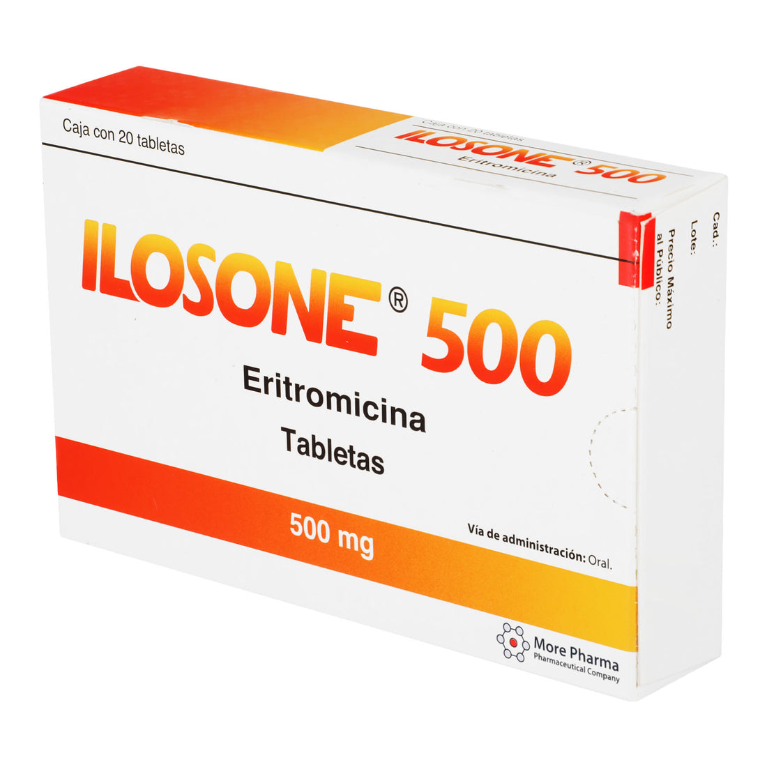 Ilosone 500 500Mg Con 20 Tabletas (Eritromicina) 3 - 7501082203318