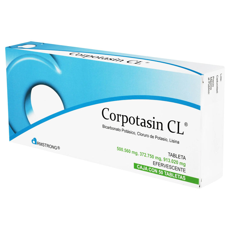 Corpotasin Cl Efervecente V Con 50 Tabletas (Bicarbonato Potasio/Cloruro De Potasio/Lisina) - WeCare Pharma