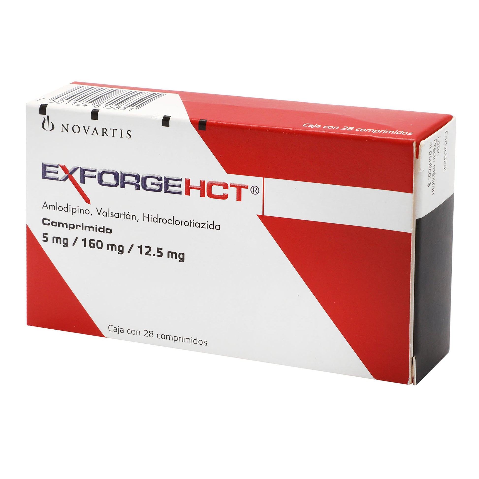 Exforge Hct 5Mg/160Mg/12.5Mg Con 28 Comprimidos (Amlodipino/Valsartan/Hidroclorotiazida) 3 - 7501124815851