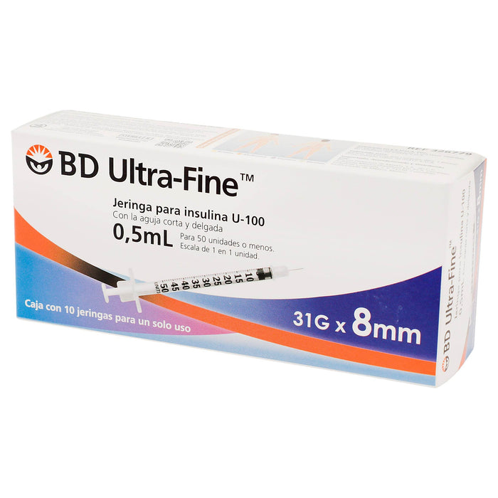 Jeringa Insulina Ultrafine Bd 0.5Ml 31Gx8Mm Con 10 - WeCare Pharma