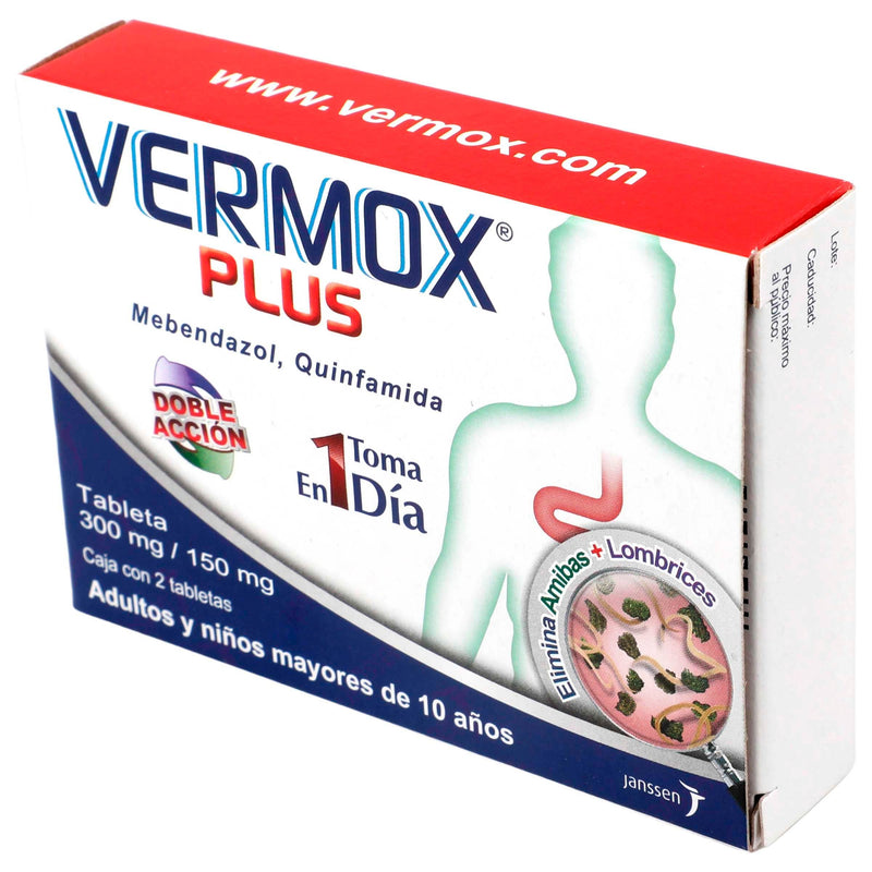 Vermox Plus (Mebendazol/Quinfamida)Tab 300Mg/150Mg C2 - WeCare Pharma