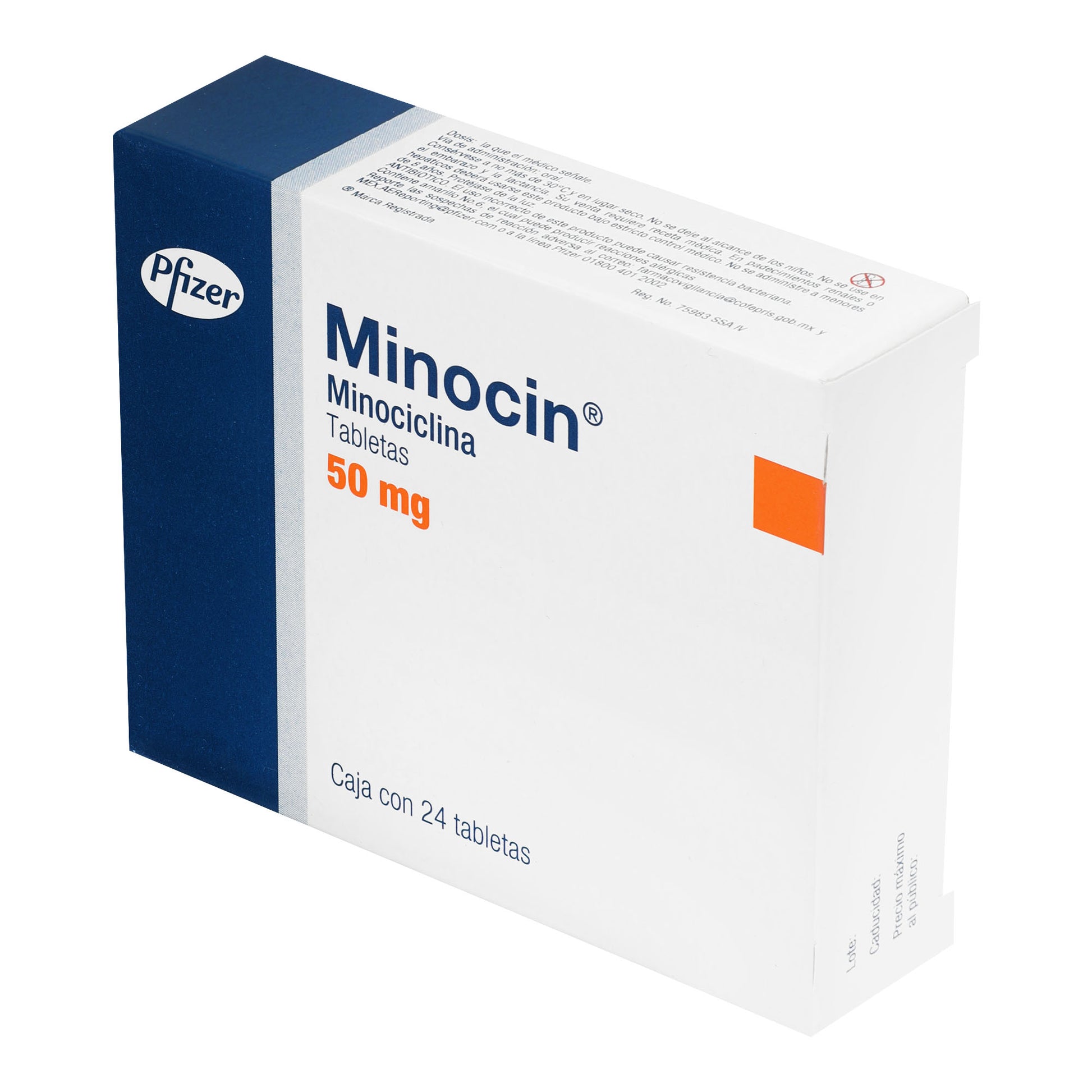 Minocin 50Mg Con 24 Tabletas (Minociclina) 3 - 7501228300284