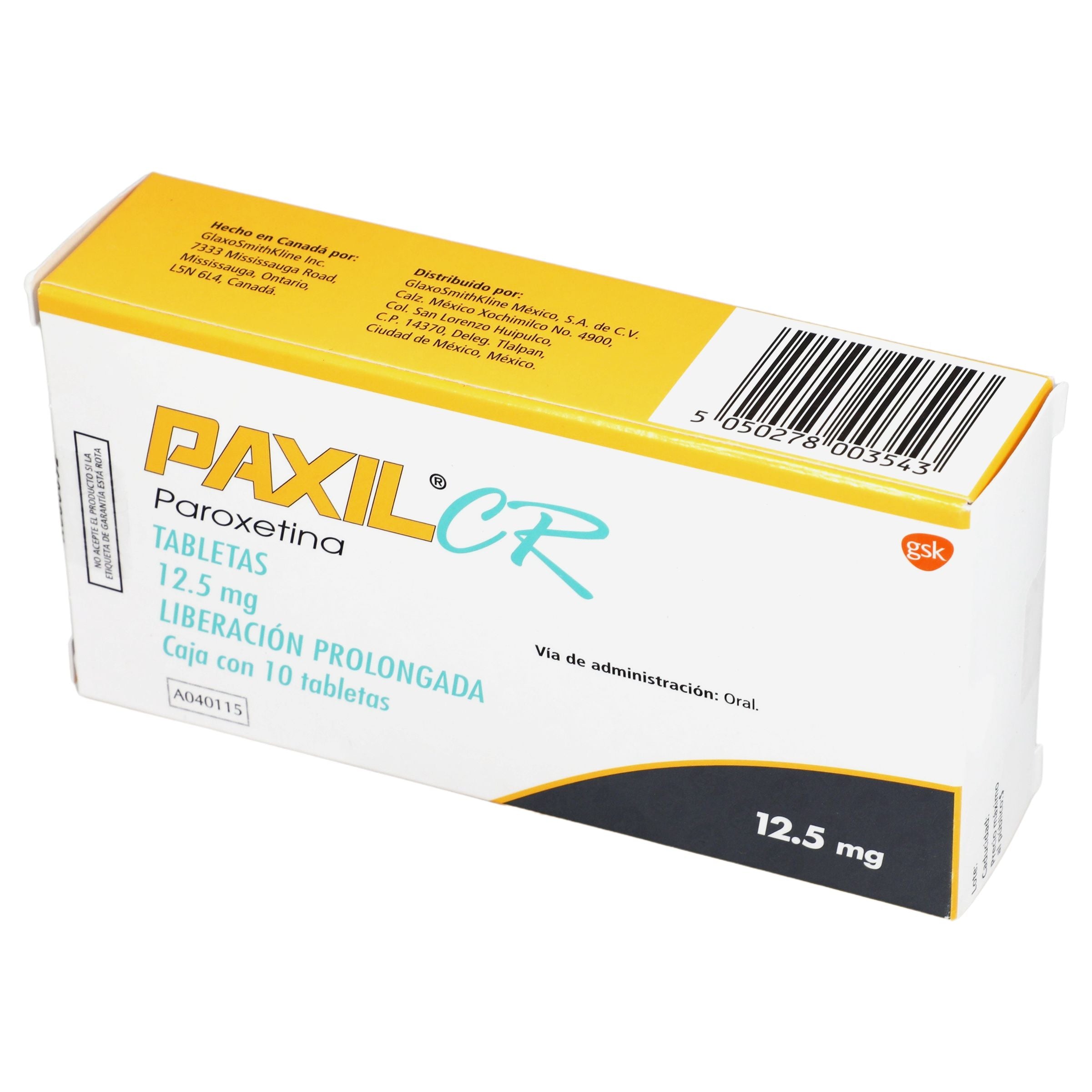 Paxil Cr 12.5Mg Con 10 Tabletas (Paroxetina) 4 - 5050278003543