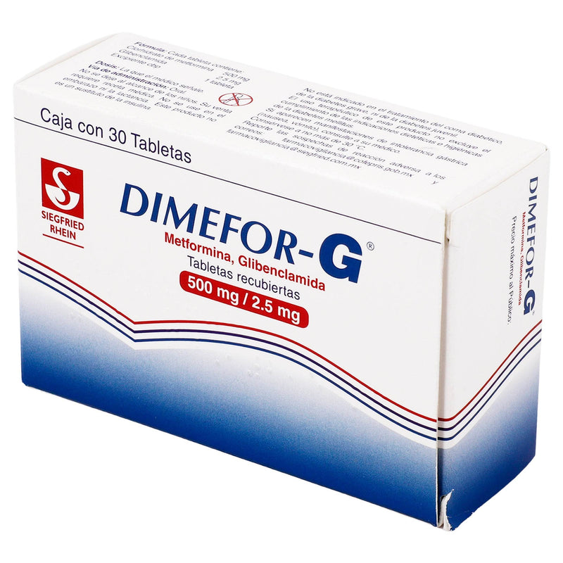 Dimefor-G 500Mg/2.5Mg Con 30 Tabletas (Metformina/Glibenclamida) - WeCare Pharma