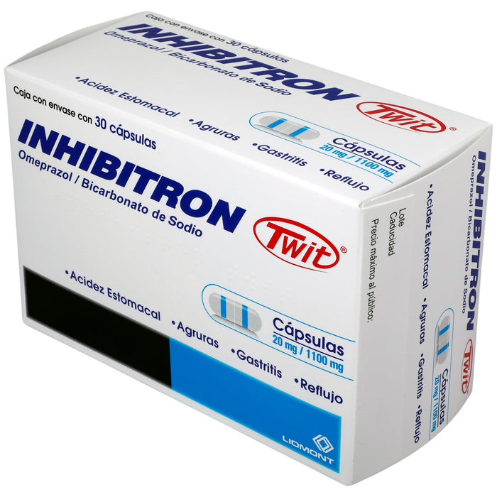 Inhibitron Twit 20Mg/1100Mg Con 30 Capsulas (Omeprazol/Bicarbonato De Sodio) 3 - 7501299305751