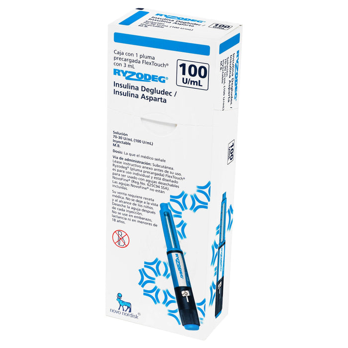 Ryzodeg (Insulina Degludec/Aspartica) Pluma 70Ui/30Ui 3 Ml Con 1 - WeCare Pharma