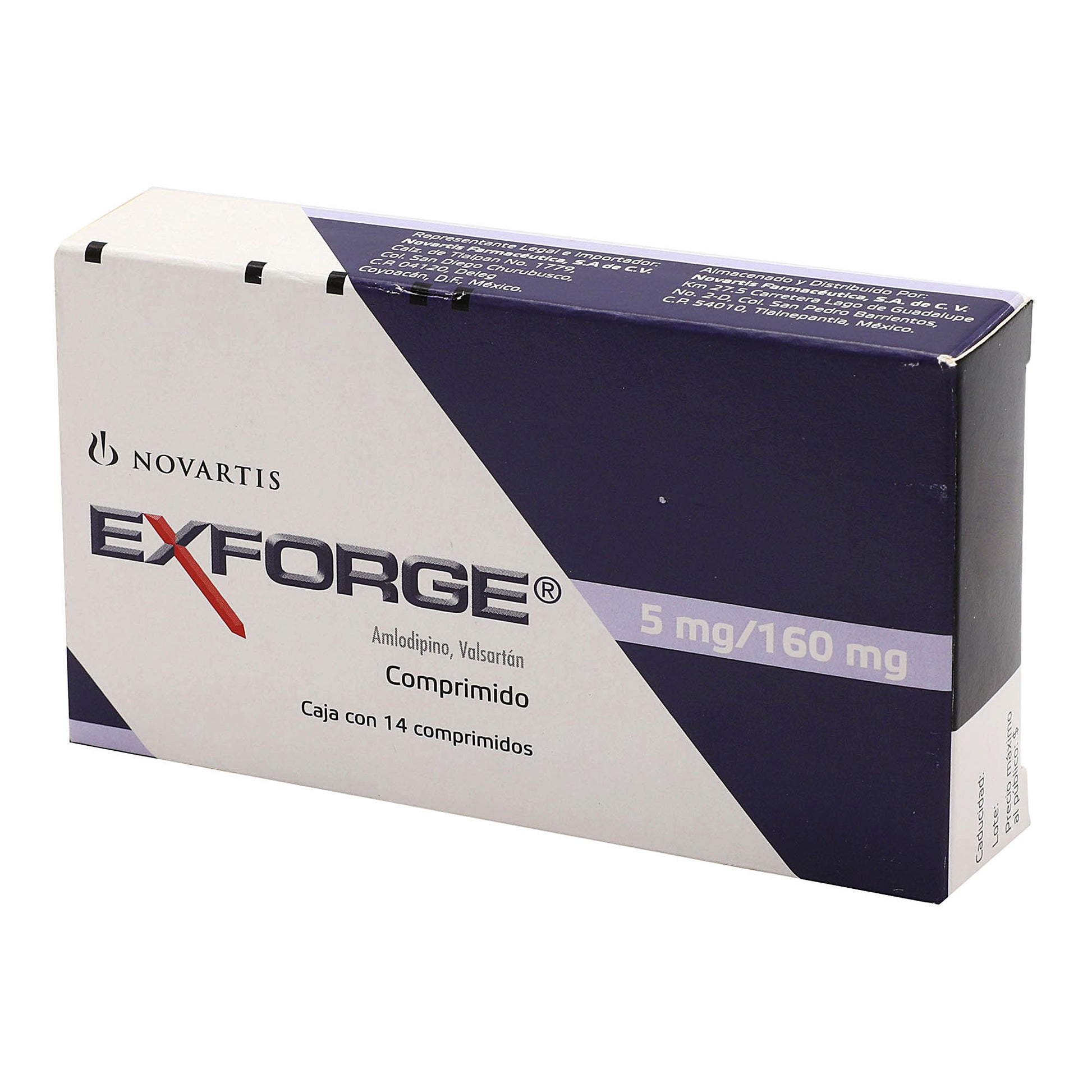 Exforge 5Mg/160Mg Con 14 Comprimidos (Amlodipino/Valsartan) 3 - 7501094916701