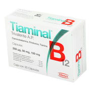 Tiaminal B12 250Mg/50Mg/100Mg Con 30 Capsulas (Cianocobalamina/Piridoxina/Tiamina) - WeCare Pharma