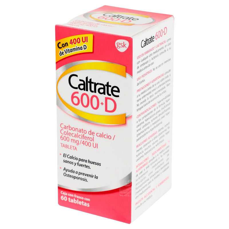 Caltrate 600+D 600Mg/400Unid Con 60 Tabletas (Carbonato De Calcio/Colecalciferol) - WeCare Pharma