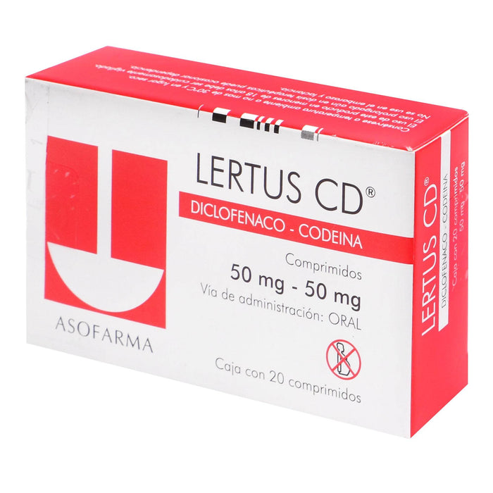 Lertus Cd (Diclofenaco/Codeina) Tabletas 50Mg/50Mg Con 20 - WeCare Pharma