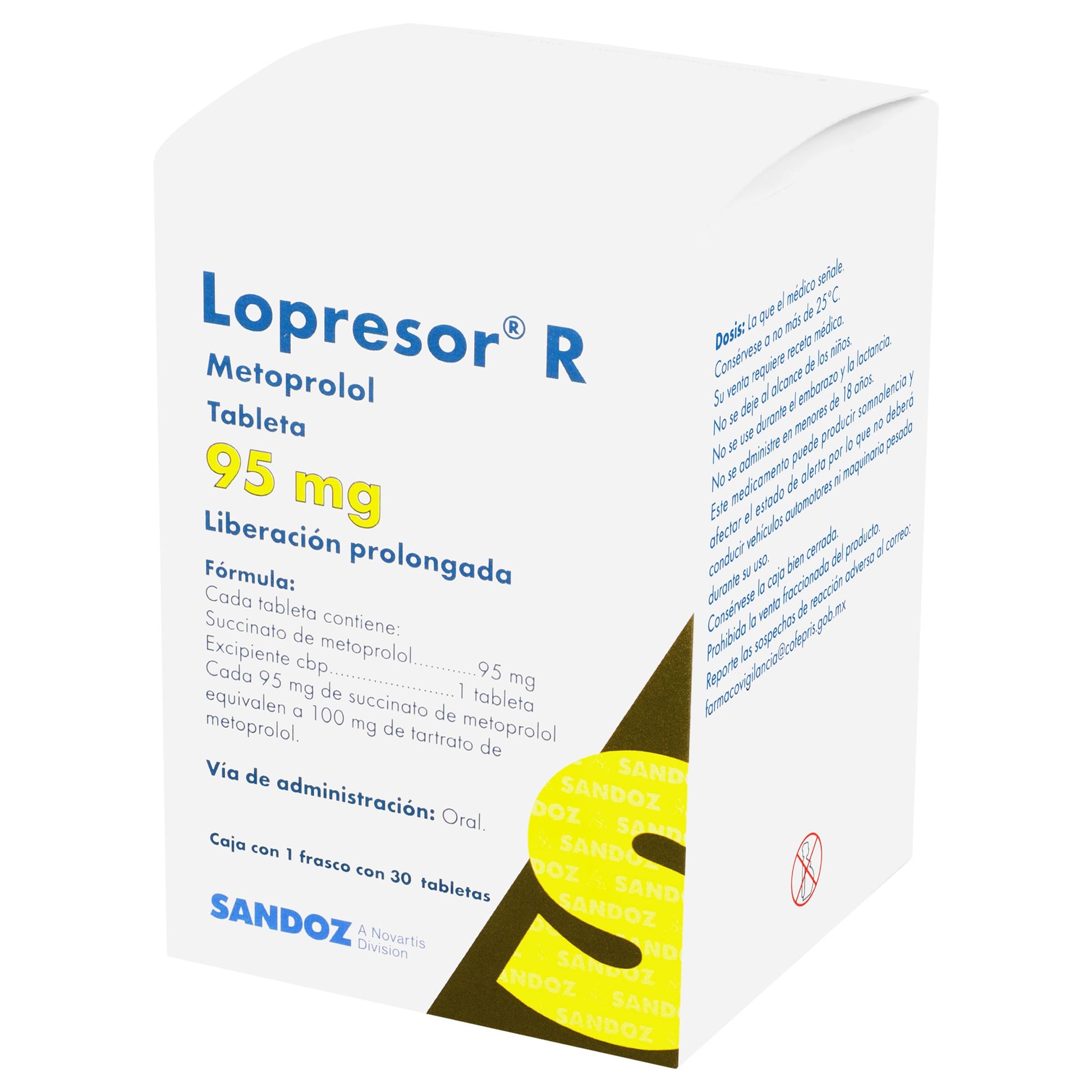 Lopresor R 95Mg Con 30 Tabletas (Metoprolol) 3 - 7502216935228