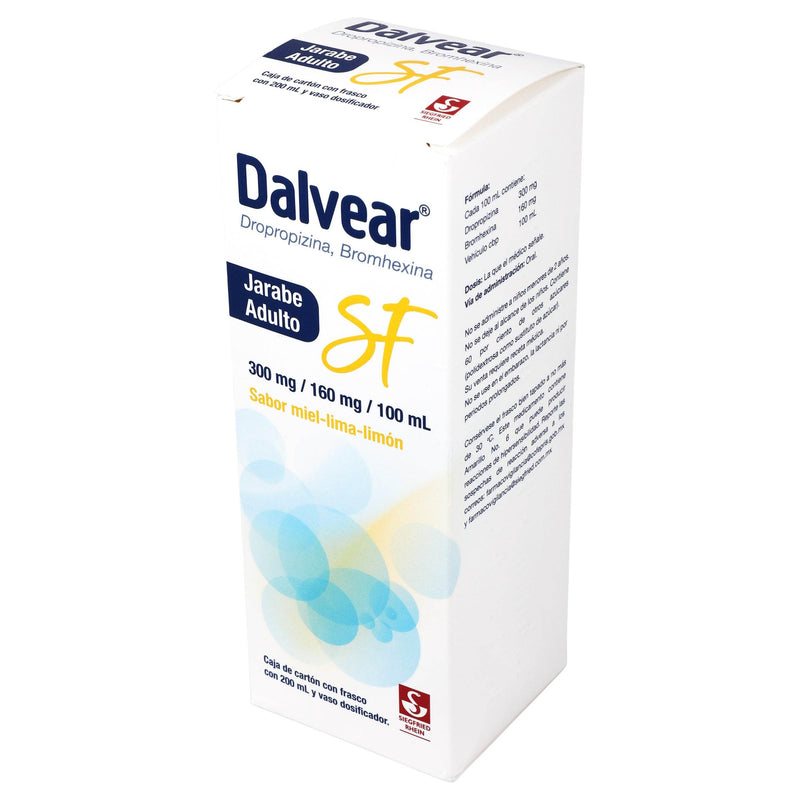 Dalvear Sf Ad Jarabe 160Mg/300Mg/100Ml 200Ml Lima-Limon (Dropropizina/Bromhexina) - WeCare Pharma