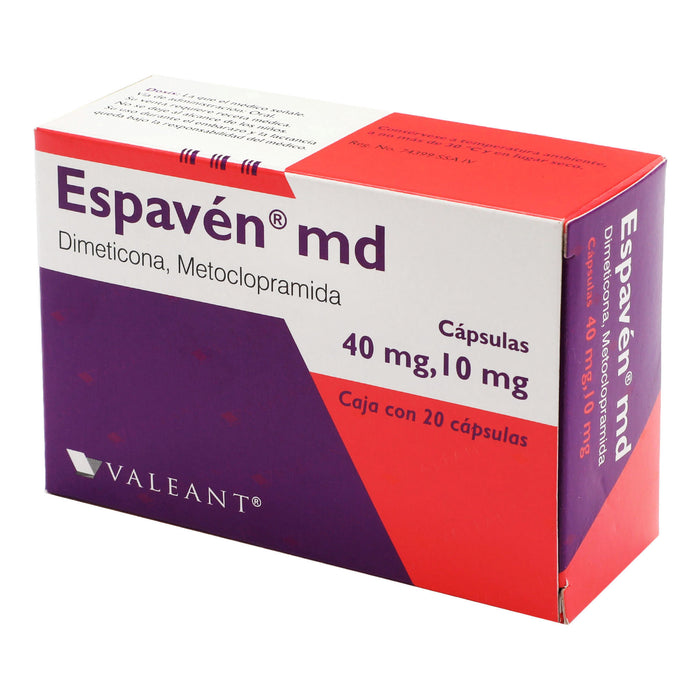 Espaven Md 40 Mg/10Mg Con 20 Capsulas (Simeticona/Metoclopramida) 3 - 7501122963103