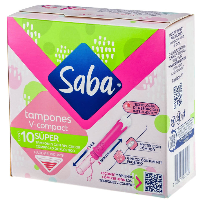 Tampones Saba Super V-Compacto Con 10 - WeCare Pharma