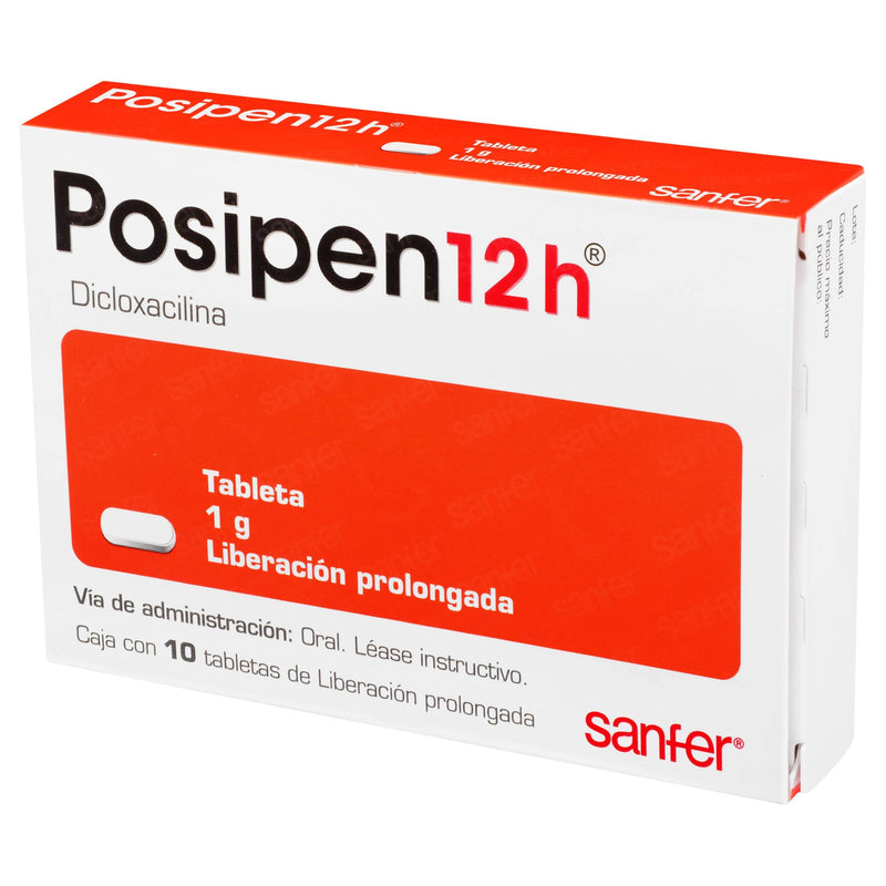 Posipen 12H 1G Con 10 Tabletas (Dicloxacilina) - WeCare Pharma