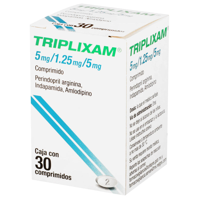Triplixam 5Mg/1.25Mg/5Mg Con 30 Comprimidos (Periondipril/Arginina/Indapamida/Amlodipino) - WeCare Pharma