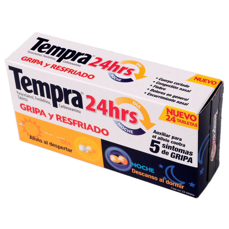 Tempra 24Hrs 400Mg/20Mg Con 24 Tabletas (Paracetamol/Fenilefrina/Carbinoxamina) - WeCare Pharma