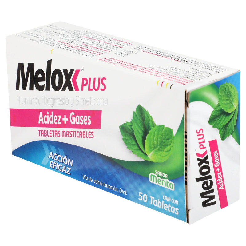 Melox Plus Mast 200Mg Con 50 Menta Tabletas (Aluminio/Magnesio/Simeticona) - WeCare Pharma