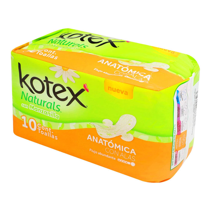 Toallas Kotex Naturals Manzanilla Con Alas Con 10 - WeCare Pharma