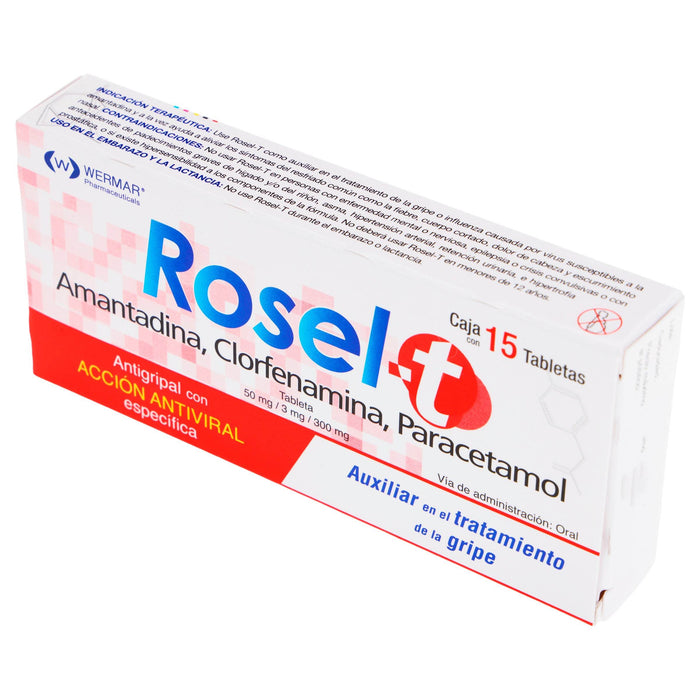 Rosel-T 50/3/300Mg Con 15 Tabletas (Amantadina/Clorfenamina/Paracetamol) - WeCare Pharma