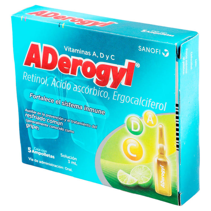 Aderogyl 3Ml Con 5 Ampulas (Retinol/Ac Ascorbico/Ergocalcifenol) 3 - 7501165003040