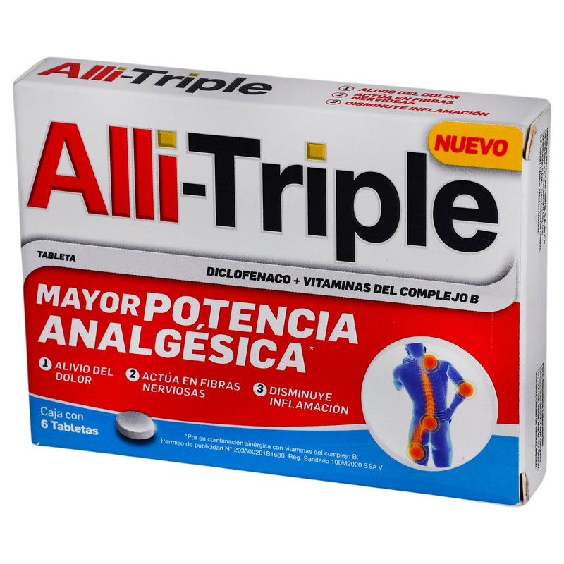 Alli-Triple 50/50Mg Con 6 Tabletas (Diclofenaco/Complejo B) - WeCare Pharma