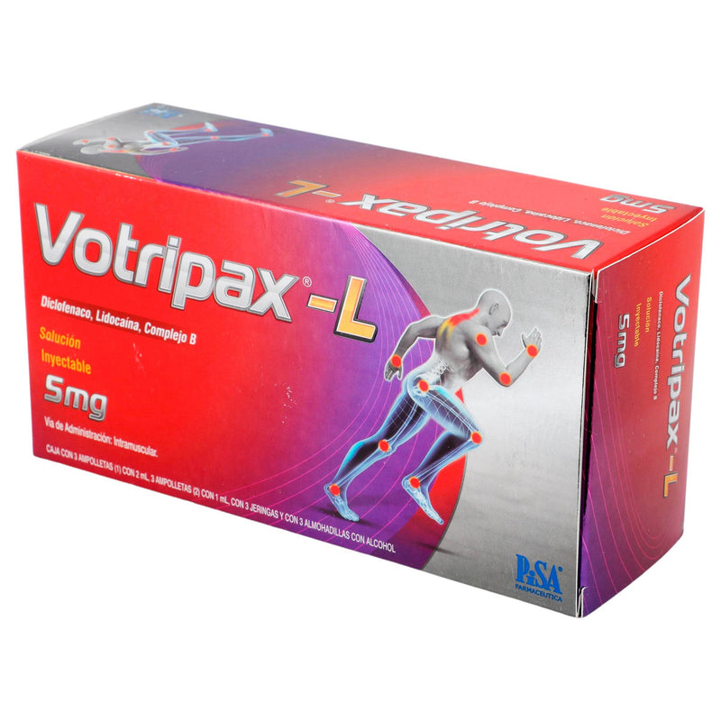 Votripax-L 5Mg/3Ml Con 3 Ampulas (Diclofenaco/Lidocaina/Complejo B) - WeCare Pharma