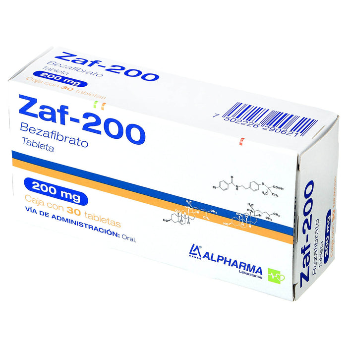 Zaf-200 (Bezafibrato) Tabletas 200Mg Con 30 - WeCare Pharma